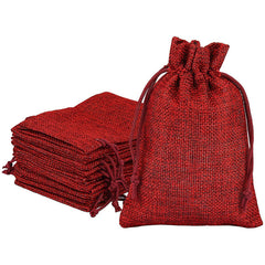 Wine Red Hemp Bundle Pocket Storage Bag Drawstring Gift Bag