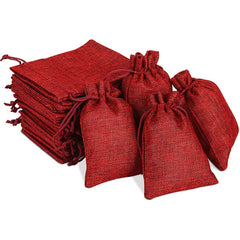 Wine Red Hemp Bundle Pocket Storage Bag Drawstring Gift Bag