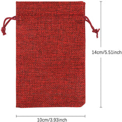 Wine Red Hemp Bundle Pocket Storage Bag Drawstring Gift Bag