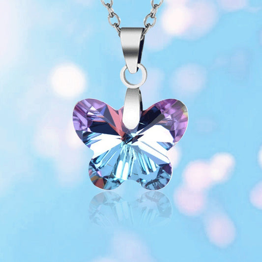Crystal Butterfly Pendant Necklace And Fashionable Jewelry for Girls