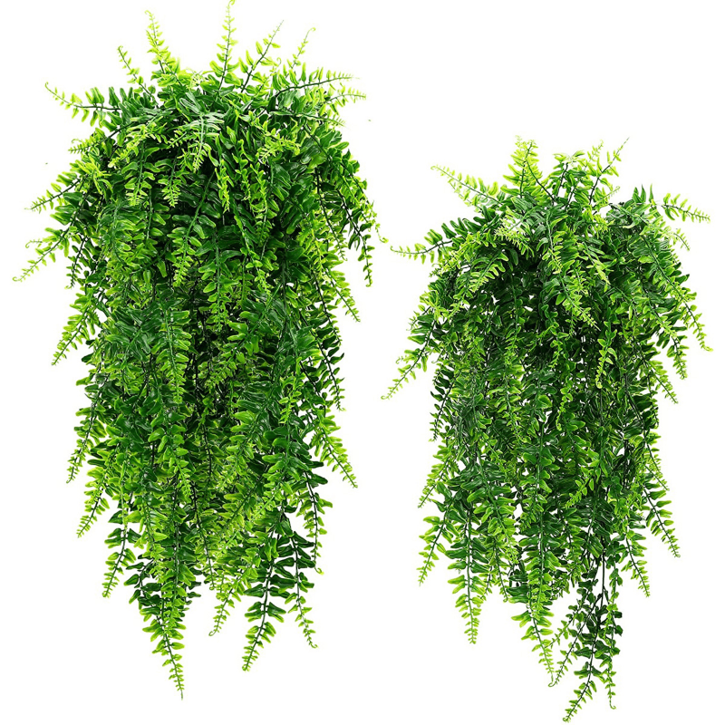 Artificial Hanging Ivy Plant Realistic Faux Fern Green Vine for Wall Decor