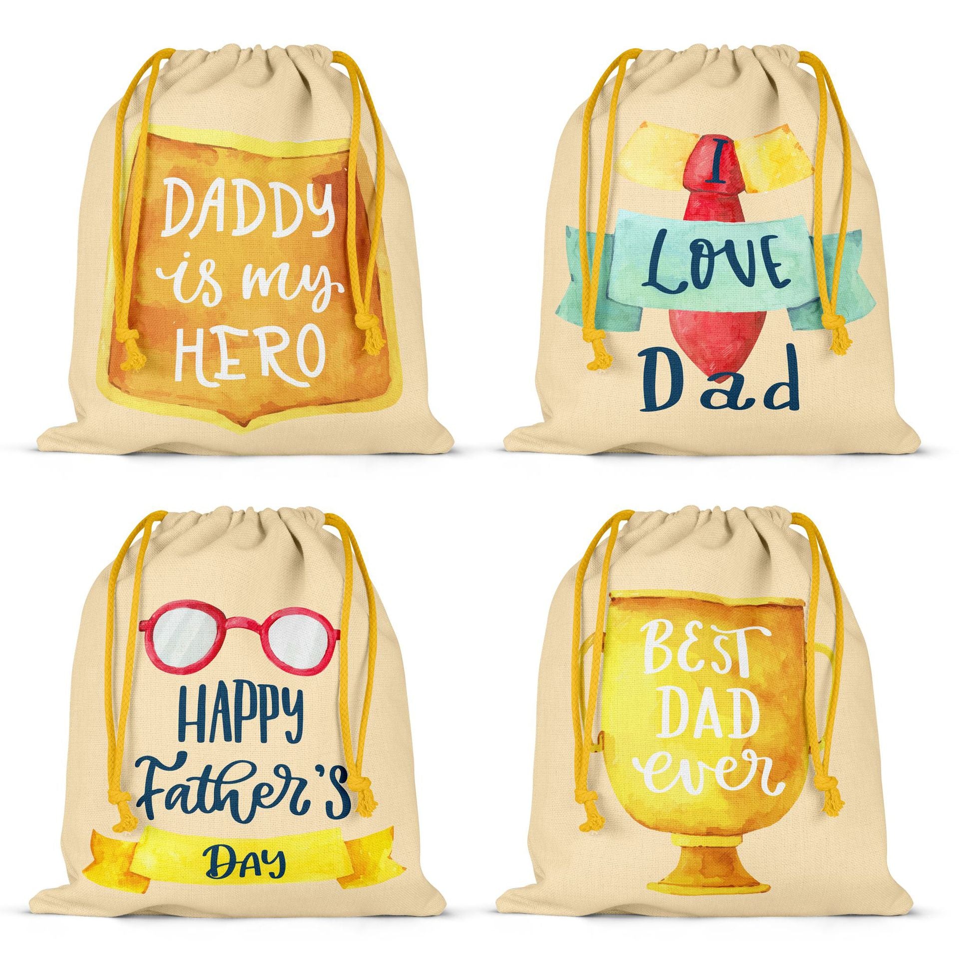 Father's Gift Bag Dad Drawstring Bag Happy Fathers Hemp Bag
