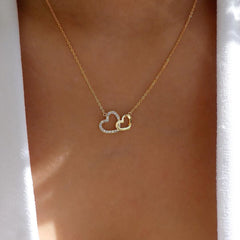 Double Heart Pendant Necklace for Girls