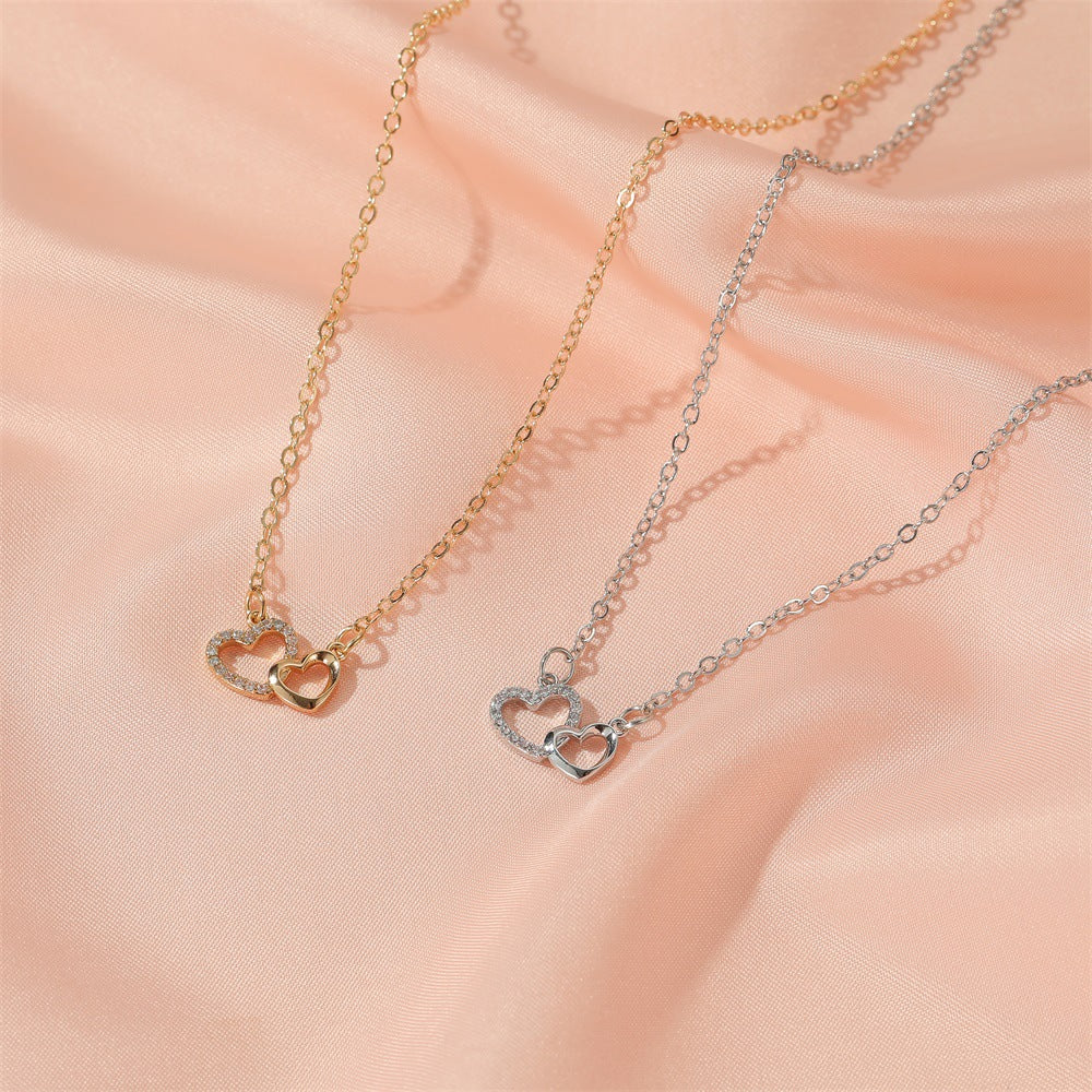 Double Heart Pendant Necklace for Girls