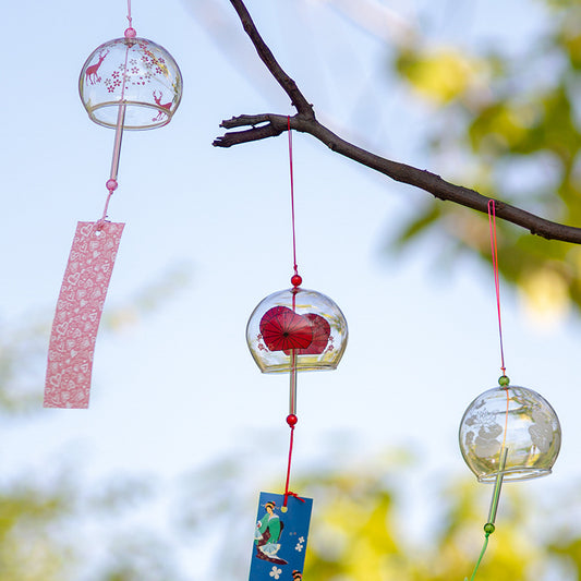 1pc Wishing Bells Hang Transparent Glass DIY Hand Bells Scenic Spot Decor