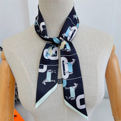 Horse Graphic Long Hair Ribbon Skinny Scarf Headband Sash Belt