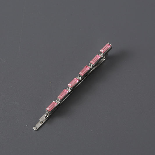 Pink Rhinestone Hairpin Sweet Hair Clip for Bangs Braids Girls