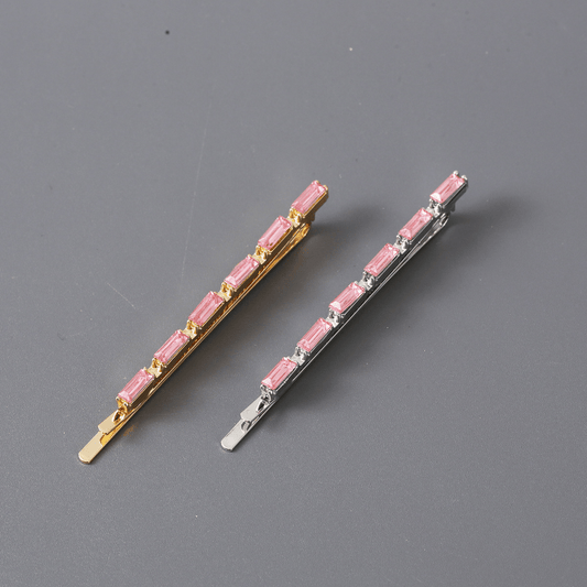 Pink Rhinestone Hairpin Sweet Hair Clip for Bangs Braids Girls