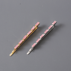 Pink Rhinestone Hairpin Sweet Hair Clip for Bangs Braids Girls