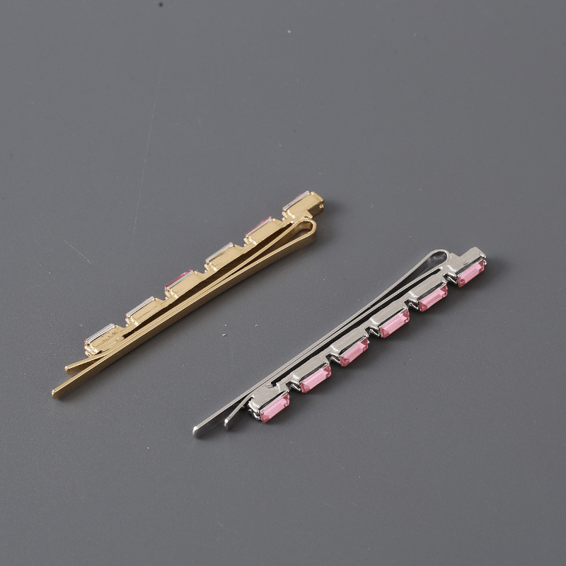 Pink Rhinestone Hairpin Sweet Hair Clip for Bangs Braids Girls