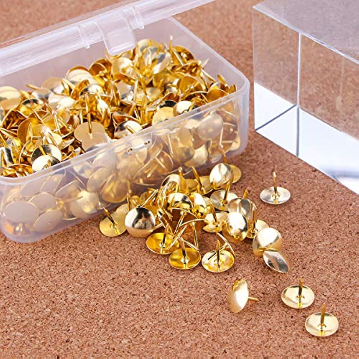 100pcs Plastic Round Head Push Pins for Home School Office Silvery Golden