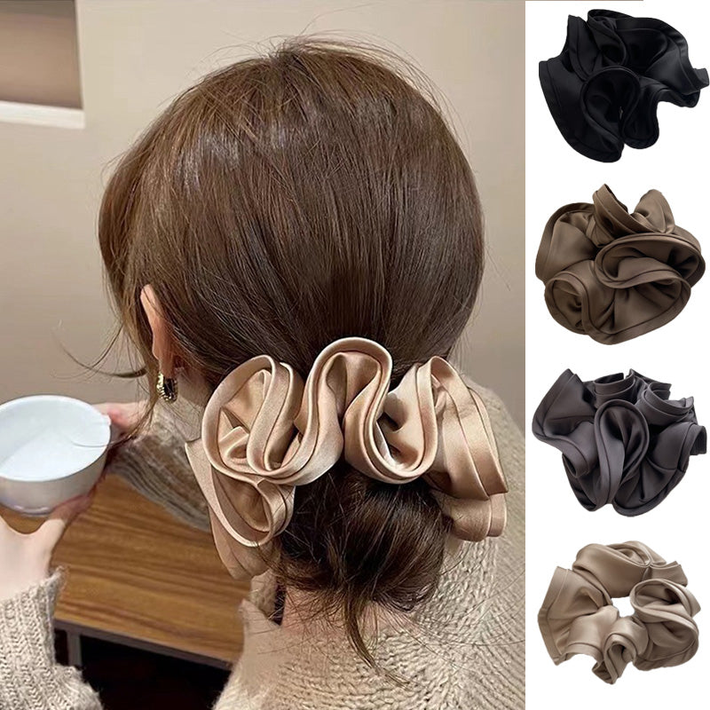 Large Ruffles Scrunchies Satin Hair Rope Ponytail Holder