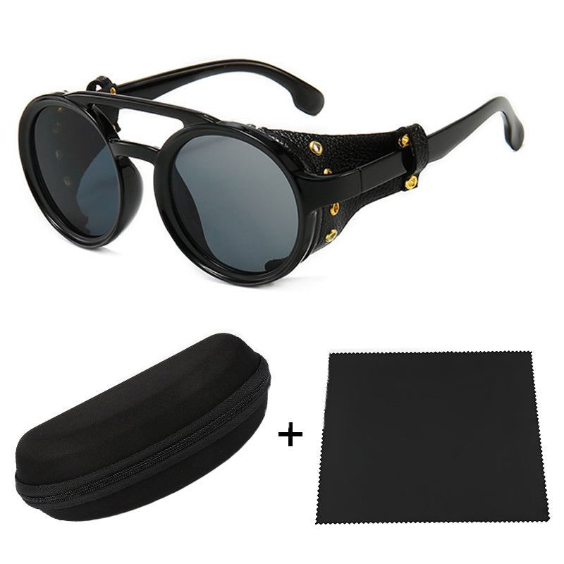 Men's Steam Punk Sunglasses UV400 Round Mesh Cyber Punk Decorative Glasses