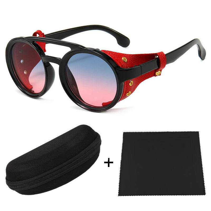 Men's Steam Punk Sunglasses UV400 Round Mesh Cyber Punk Decorative Glasses