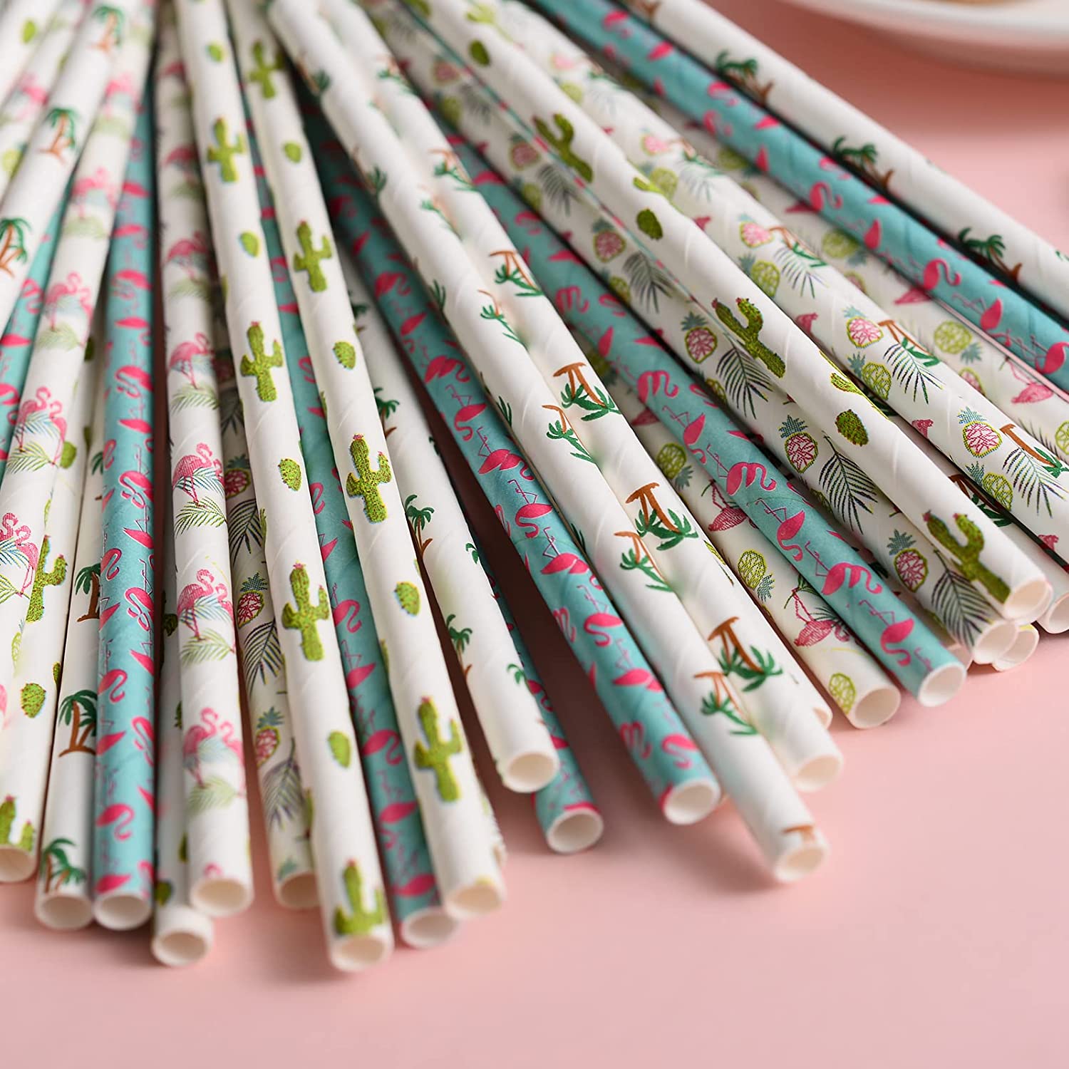 50pcs Biodegradable Paper Straws Hawaiian Straws - Party Events & Crafts