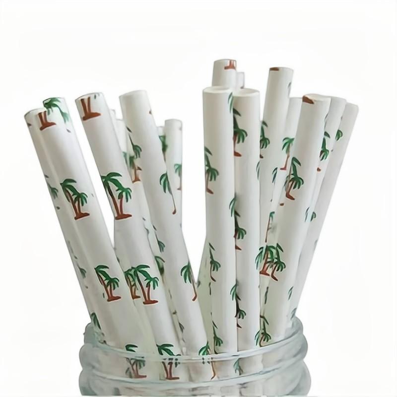 50pcs Biodegradable Paper Straws Hawaiian Straws - Party Events & Crafts