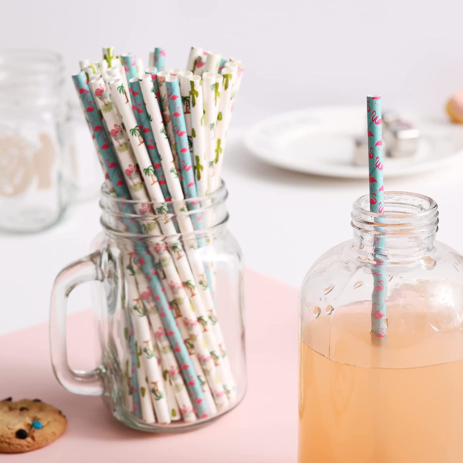 50pcs Biodegradable Paper Straws Hawaiian Straws - Party Events & Crafts
