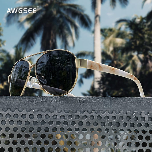 Men's Aviator Polarized Sunglasses Vintage Metal Pilot Sun Glasses