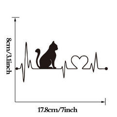 Cat with Cartoon ECG Decals Anime Bathroom Wall Stickers