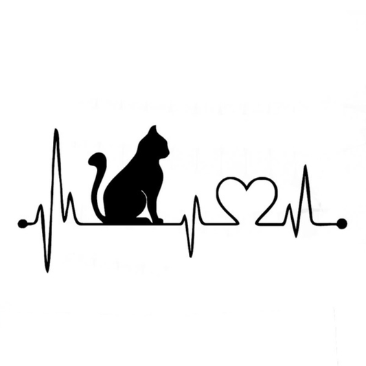 Cat with Cartoon ECG Decals Anime Bathroom Wall Stickers