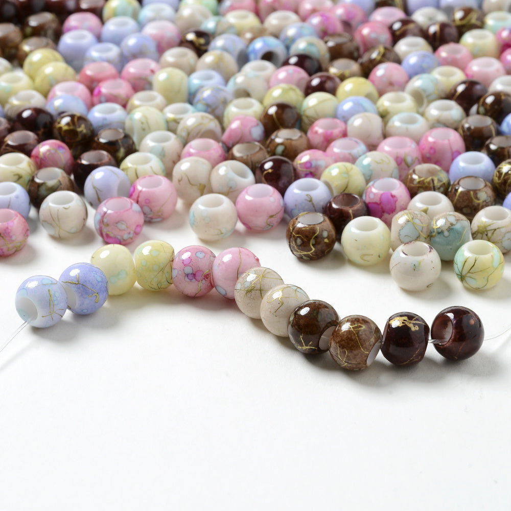 30Pcs Multicolor Big Hole Spacer Beads Jewelry Making DIY