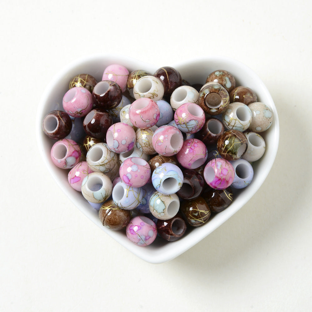 30Pcs Multicolor Big Hole Spacer Beads Jewelry Making DIY