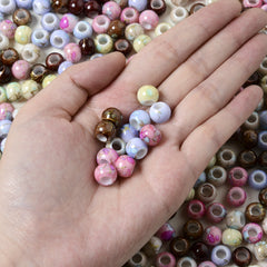 30Pcs Multicolor Big Hole Spacer Beads Jewelry Making DIY