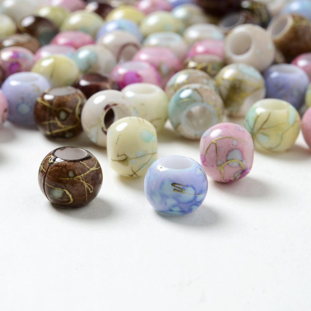 30Pcs Multicolor Big Hole Spacer Beads Jewelry Making DIY