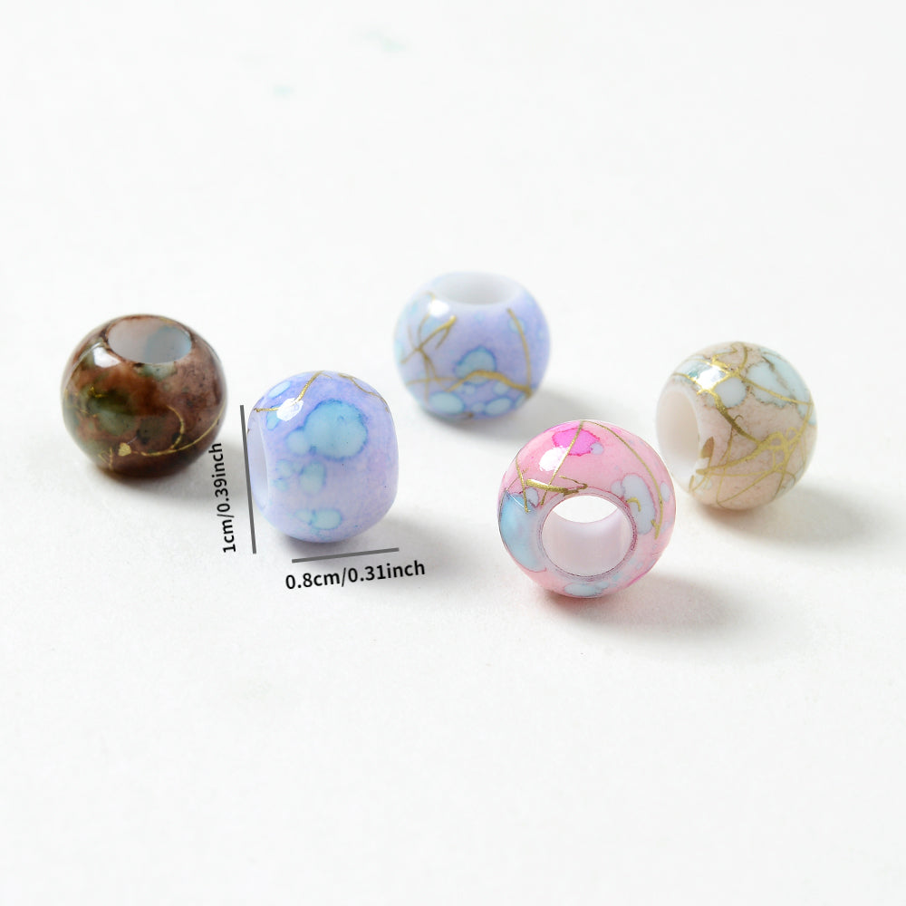 30Pcs Multicolor Big Hole Spacer Beads Jewelry Making DIY