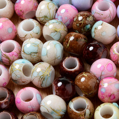 30Pcs Multicolor Big Hole Spacer Beads Jewelry Making DIY