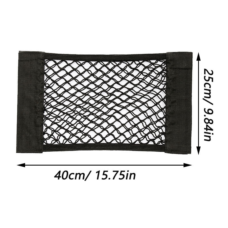 Car Back Rear Trunk Storage Net Elastic String Net Magic Sticker