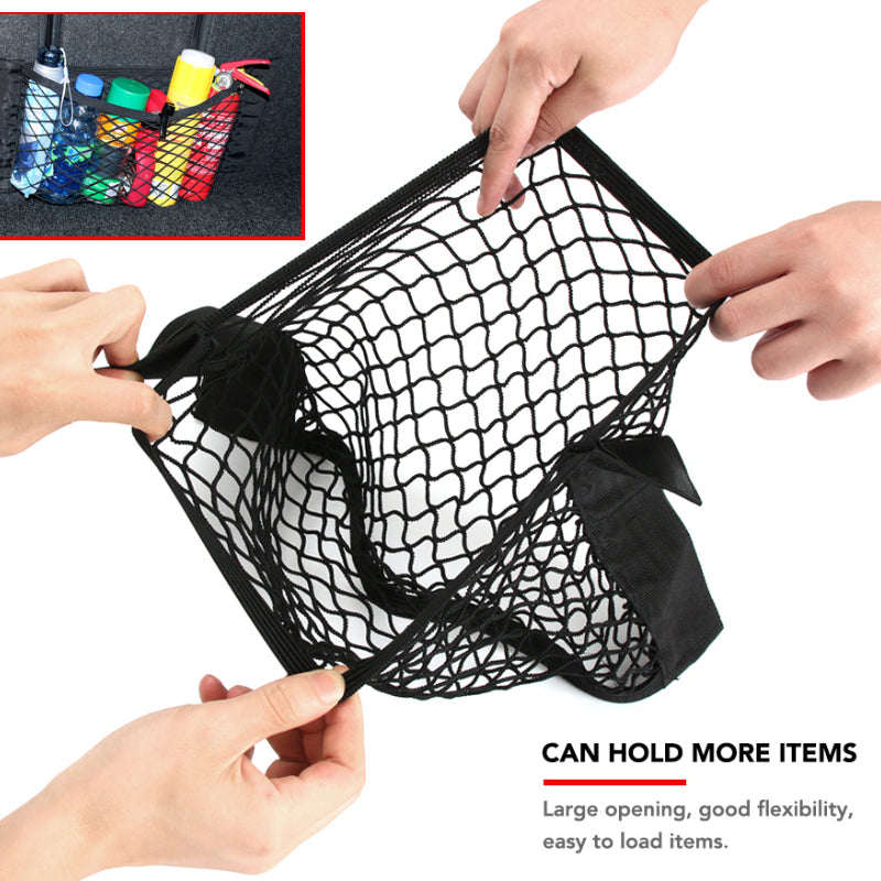Car Back Rear Trunk Storage Net Elastic String Net Magic Sticker