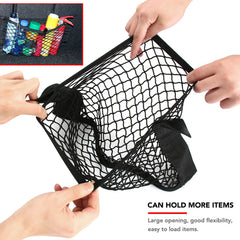 Car Back Rear Trunk Storage Net Elastic String Net Magic Sticker