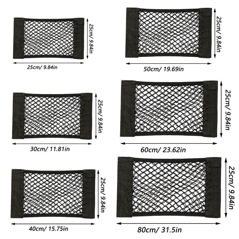 Car Back Rear Trunk Storage Net Elastic String Net Magic Sticker