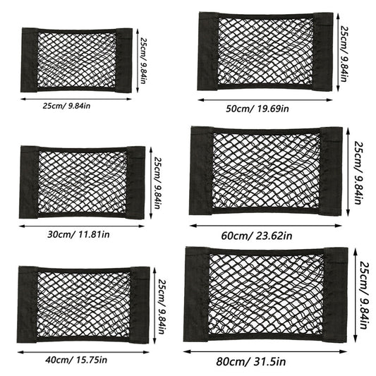 Car Back Rear Trunk Storage Net Elastic String Net Magic Sticker