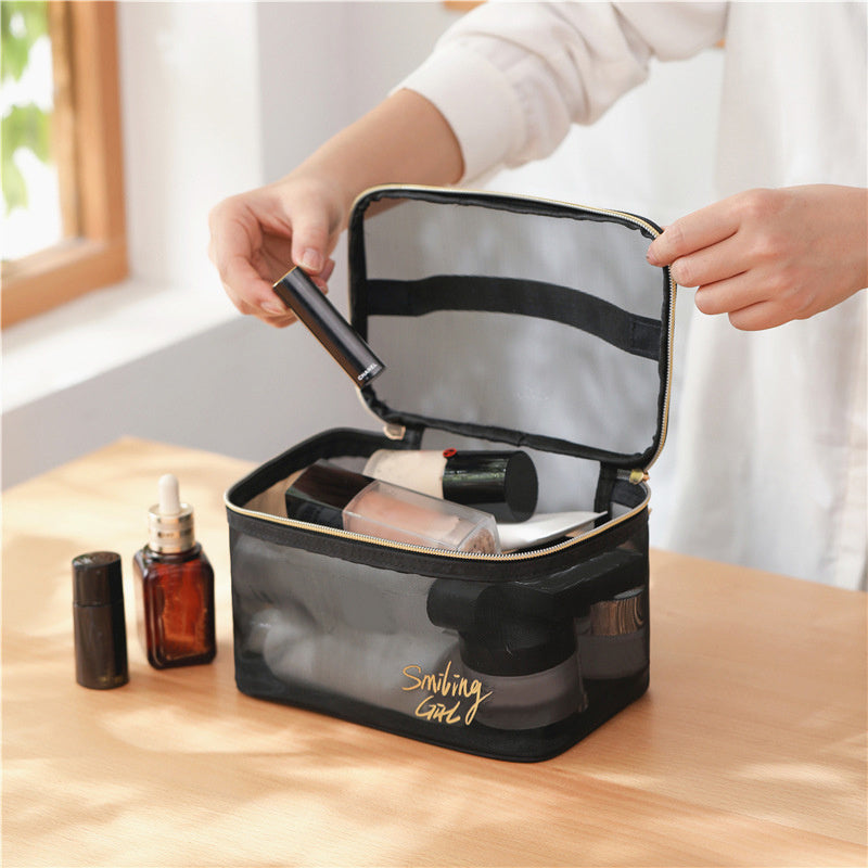 Portable Clear Mesh Makeup Pouch for Travel