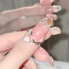 Camellia Flower Open Ring Adjustable Finger Jewelry