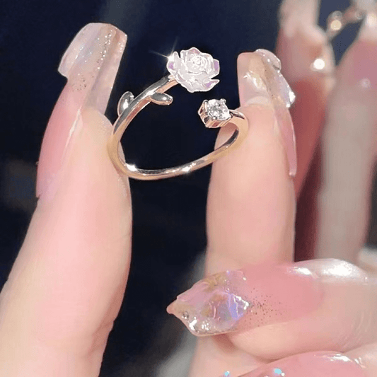 Camellia Flower Open Ring Adjustable Finger Jewelry