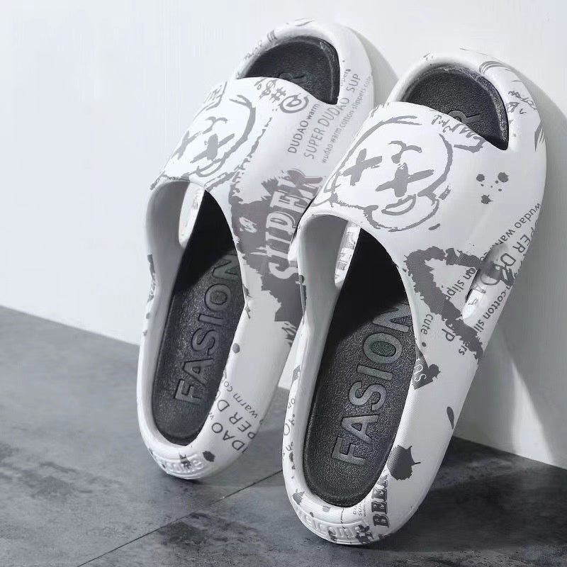 Men's Cross Eyes Slip On Slides Unisex Outdoor Slippers
