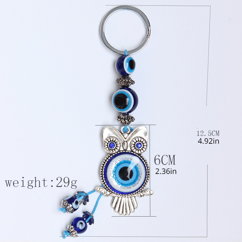 Evil Eye Owl Keychain Good Luck Metal Key Ring Evil Eye Hanging Decoration