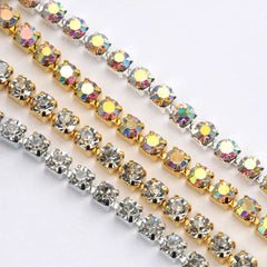 1yard Glitter Crystal Rhinestone Chain Sew On Glue On Chain Colorful Chain
