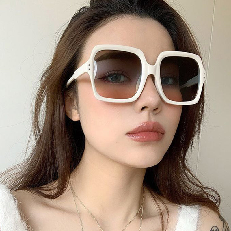 Oversized Rimless Square Sunglasses UV400 Vintage Shades