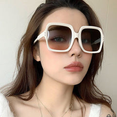 Oversized Rimless Square Sunglasses UV400 Vintage Shades