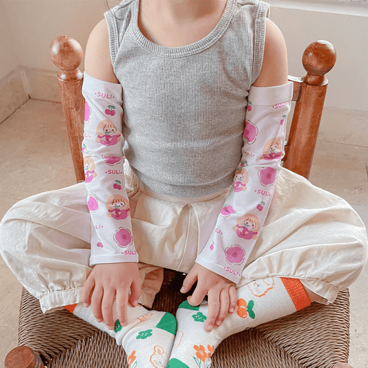 Baby Kids Girls Cartoon UV Protection Arm Ice Silk Sleeves Summer Clothes