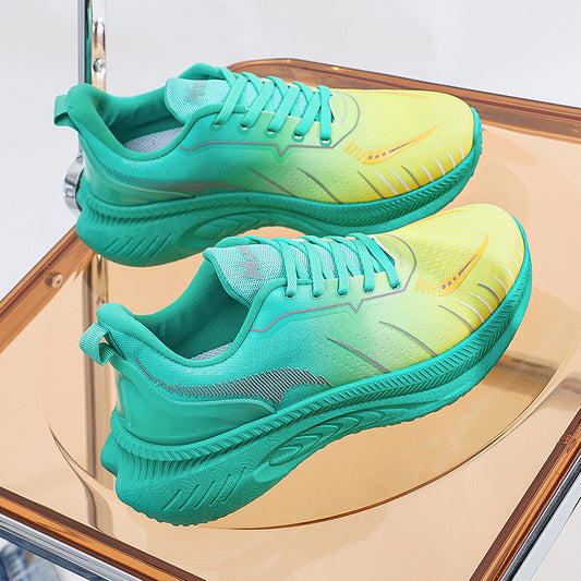 Ombre Lace Up Running Sports Shoes Thick Sole Anti slip Walking Shoes