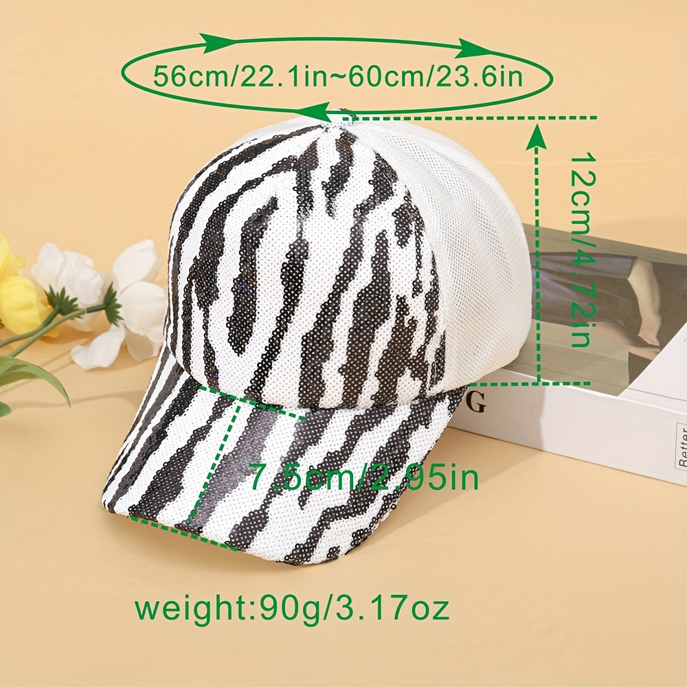 Top Snake Pattern Glitter Mesh Sunshade Sports Cap For Couple