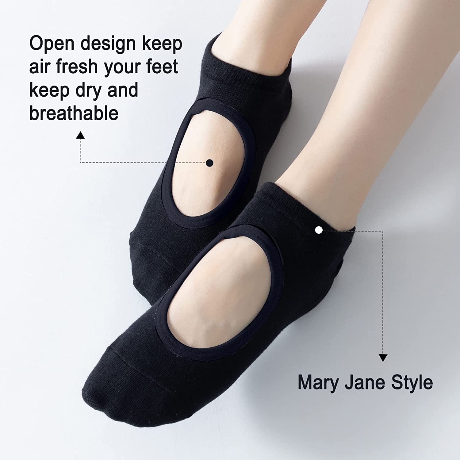 Non Slip Yoga Socks For Women Non Skid Breathable Ballet Socks