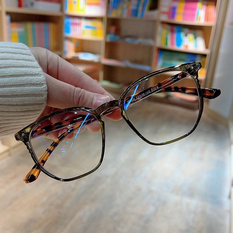 Men's Polygonal Nail Flat Lenses Large Frame Glasses