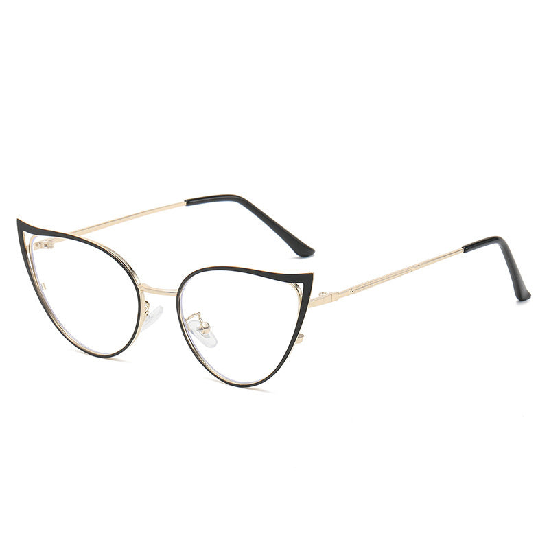 Cat Eye Anti Light Glasses Hollow Out Metal Spectacles Frame