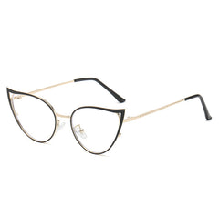 Cat Eye Anti Light Glasses Hollow Out Metal Spectacles Frame